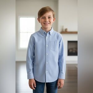 Children’s Place Boys Light Blue Oxford Button-Down Shirt size 10/12